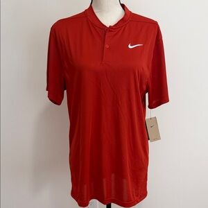 Nike Men's Crimson Red Short-Sleeve Polo with White Swoosh